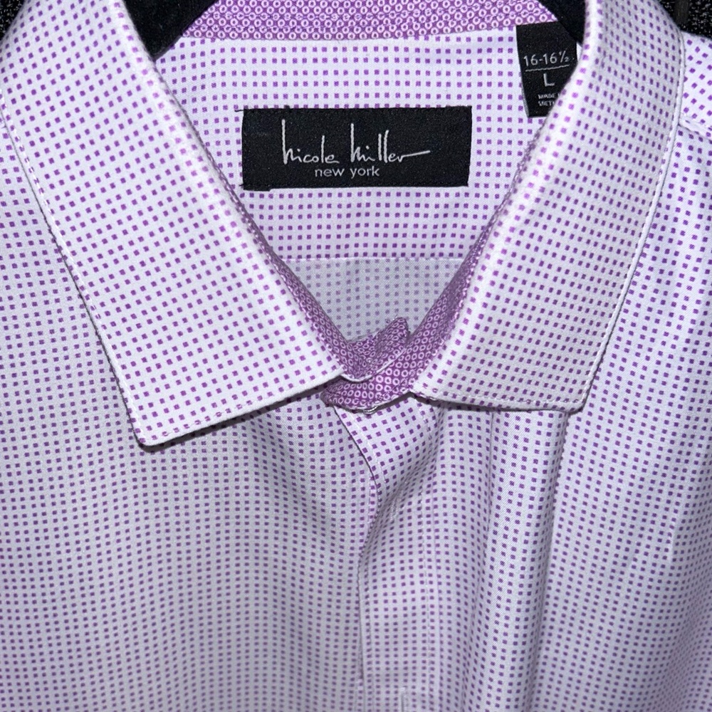 Nicole Miller Men's Purple Checkered Shirt
